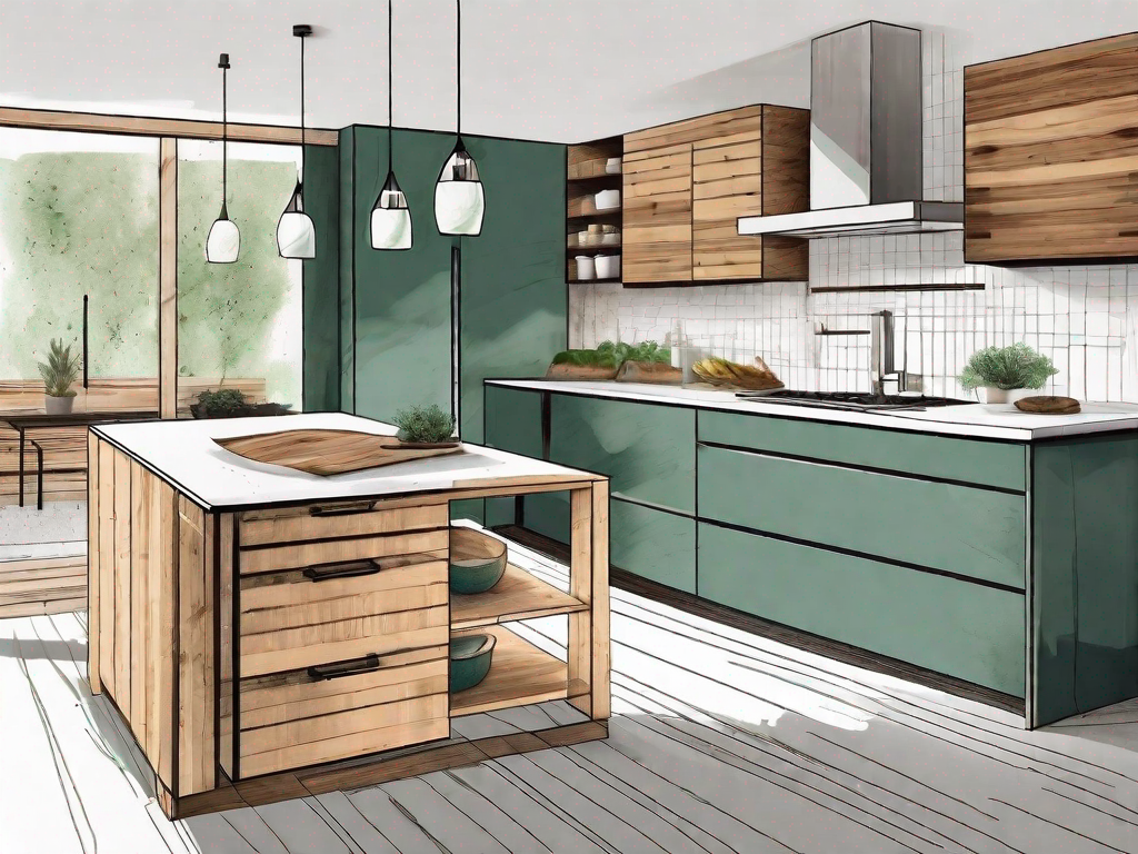 What are sustainable materials for kitchen cabinets and countertops?