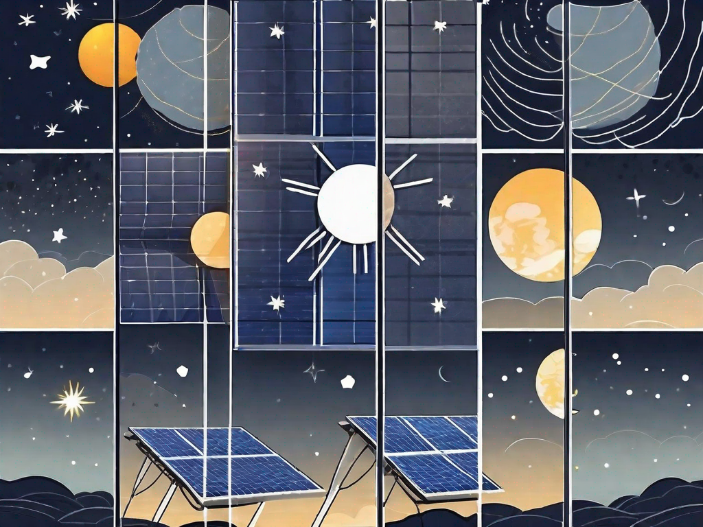 What happens during cloudy days or at night with solar panels?